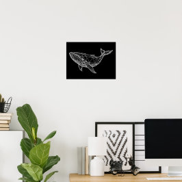 Póster Print, Value Poster Paper Modern Geometric Whale