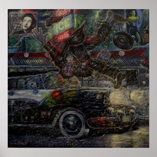 Póster print-Vato recibiendo golpes en auto c'07 Adan Her