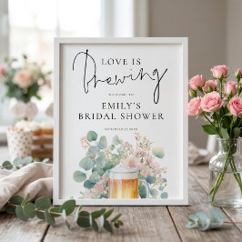 Póster Printable Beer Love Brewing Welcome Bridal Shower