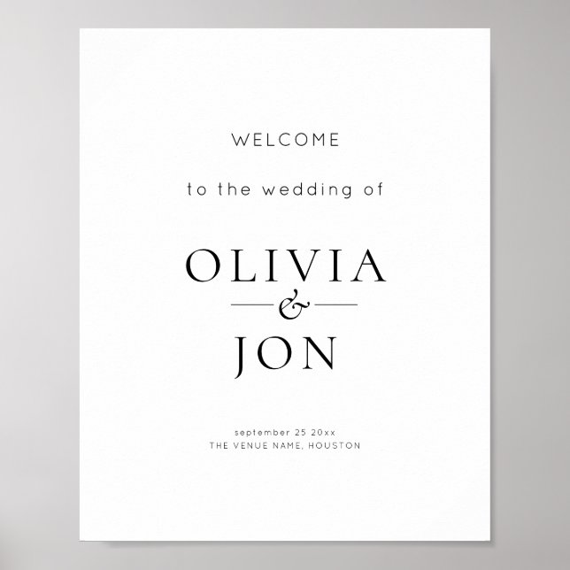 Póster Printable Black and White Wedding Welcome Sign (Frente)