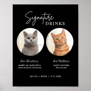 Póster Printable Cat Wedding Signature Drinks Bar Sign