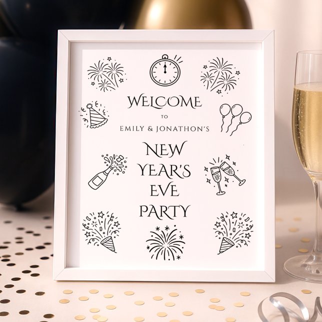 Póster Printable Doodles Black Welcome to New Year Party (Subido por el creador)