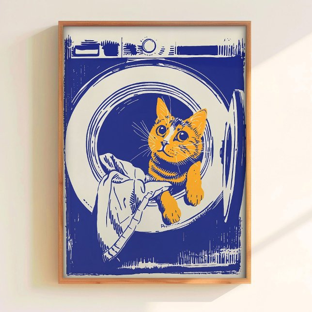 Póster Printable Laundry Wall Art Funny Poster Cat in Was (Subido por el creador)