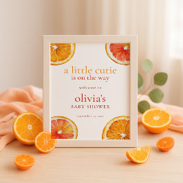 Póster Printable Little Cutie Orange Welcome Baby Shower 