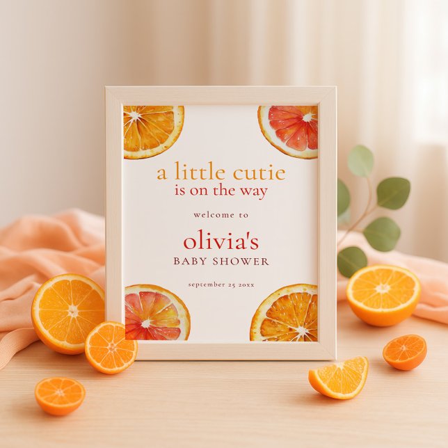 Póster Printable Little Cutie Orange Welcome Baby Shower  (Subido por el creador)