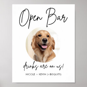 Póster Printable Pet Dog Wedding Open Bar Drinks Sign
