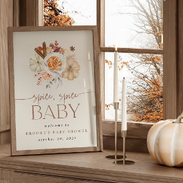 Póster Printable Pumpkin Spice Baby Shower Welcome Sign