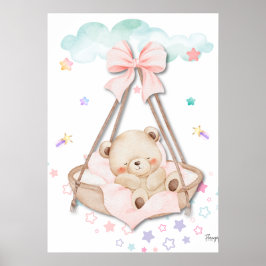 Póster Printable Sleeping Teddy Bear Wall Art 