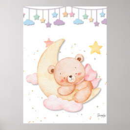 Póster Printable Sleeping Teddy Bear Wall Art 