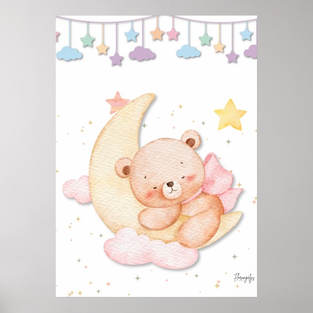 Póster Printable Sleeping Teddy Bear Wall Art  (Frente)