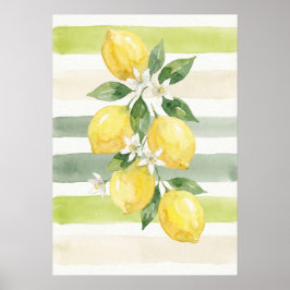 Póster Printable Wall Art Lemon Watercolor Botanical 