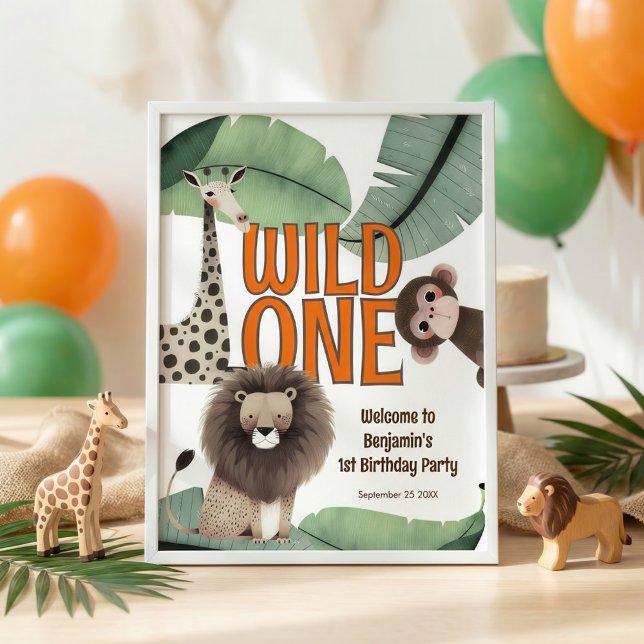 Póster Printable Wild One Safari Welcome 1st Birthday (Subido por el creador)