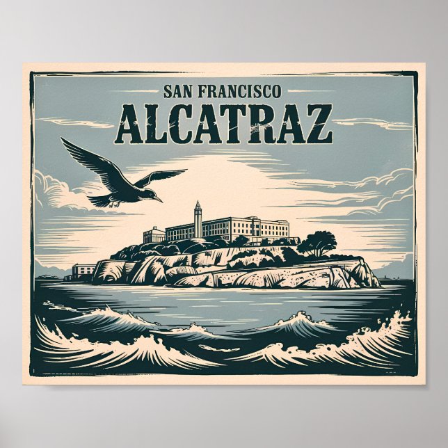 Póster Prisión de la Isla de Alcatraz San Francisco Viaje (Frente)