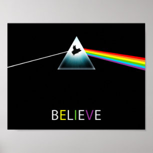 Póster Prisma de cerdo volador de creencia