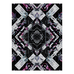 Póster Prisma de cristal facético: compartimento geométri