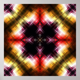 Póster Prisma Ígneo Abstracto con Resplandor Rojo y Dorad