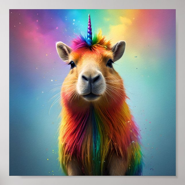 Póster Prismhorn: El Capybaraicorn Arcoíris (Frente)
