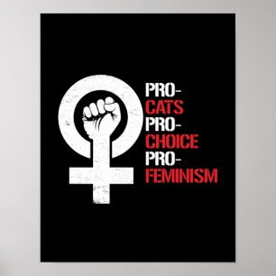 Póster Pro-Cats Pro-Choice Pro-Feminismo — blanco -