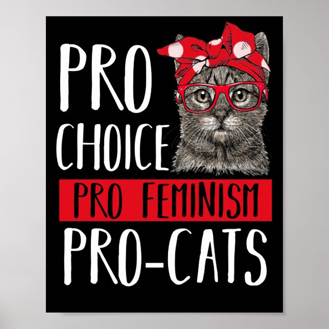 Póster Pro Choice Pro Feminism Pro Cats Cat With Bandana (Frente)