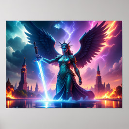 Póster Pro-Democracy USA Lady Liberty Warrior for Freedom