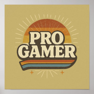 Póster PRO GAMER — Insignia de puesta de sol de época