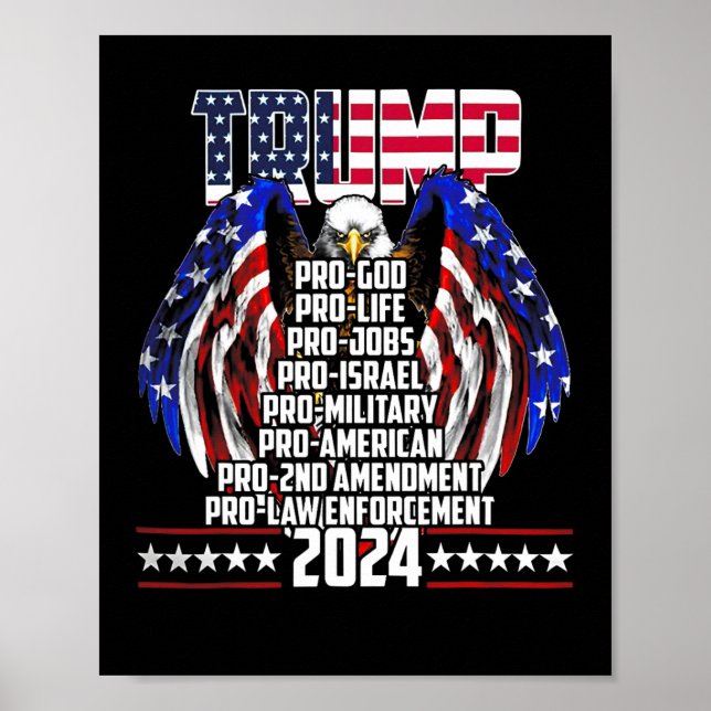 Póster Pro God Pro Life Po Jobs Pro Israel Pro 2024 (Frente)