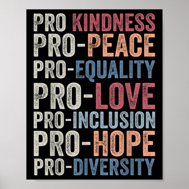 Póster Pro Kindness Pro Peace Equality Love Diversity Hum (Frente)