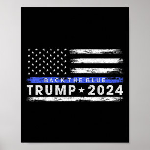 Póster Pro Trump 2024 En La Línea Azul Delgada