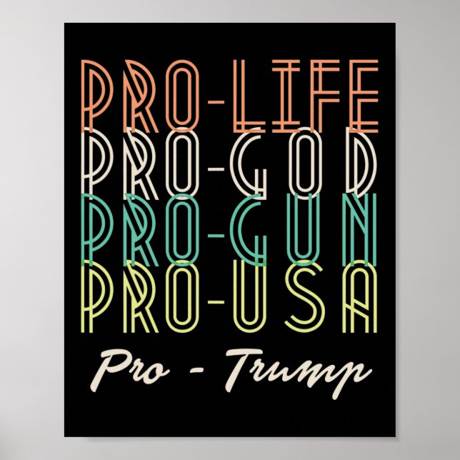 Póster Pro Trump Vida Dios Armas Republicano  (Frente)