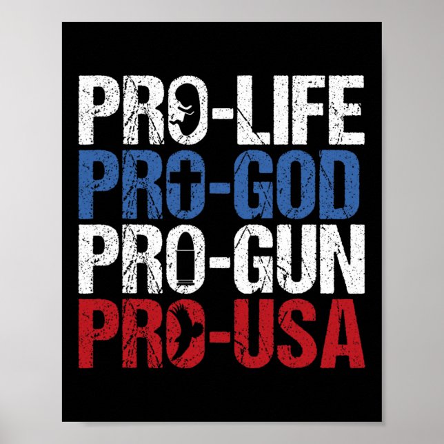 Póster Pro Vida Dios Arma EE. UU. Conservador Republicano (Frente)