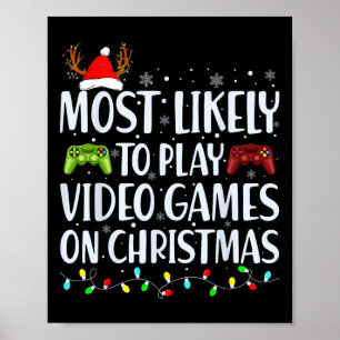 Póster Probablemente Juegue Un Videojuego Con Los Navidad