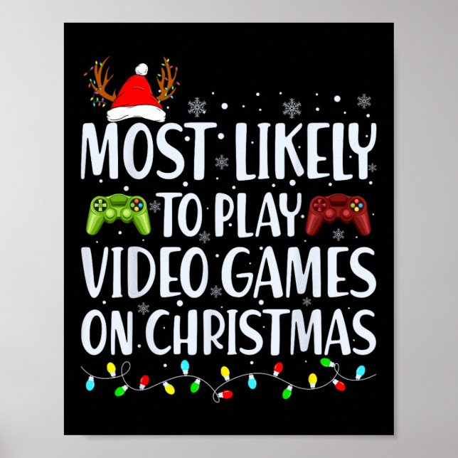 Póster Probablemente Juegue Un Videojuego Con Los Navidad (Frente)