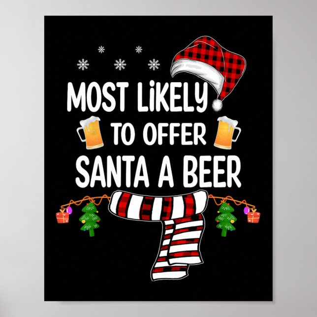 Póster Probablemente Ofrezca A Santa Una Cerveza Diversió (Frente)