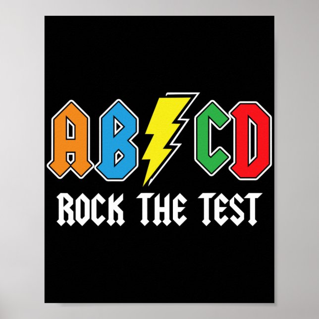 Póster Probar Rock Abcd Retro La Escuela Funny del Día de (Frente)