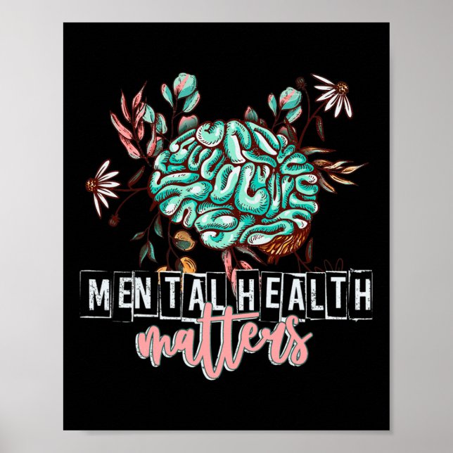 Póster Problemas de salud mental Flor Mente Autocuidado C (Frente)