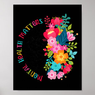 Póster Problemas de salud mental Las flores difunden la s