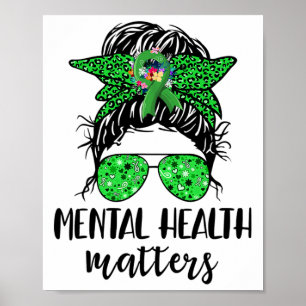 Póster Problemas de salud Messy Bun Gift Mental Health Aw