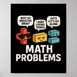 Póster Problemas Matemáticos Símbolos Gracioso Profesor D
