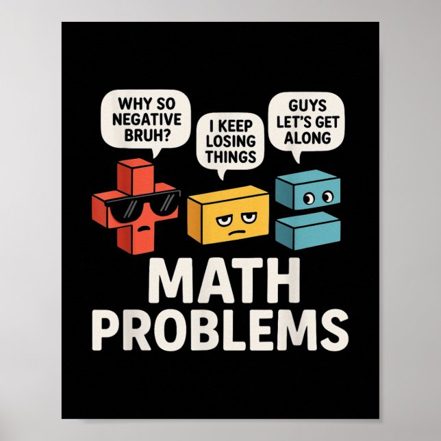 Póster Problemas Matemáticos Símbolos Gracioso Profesor D (Frente)