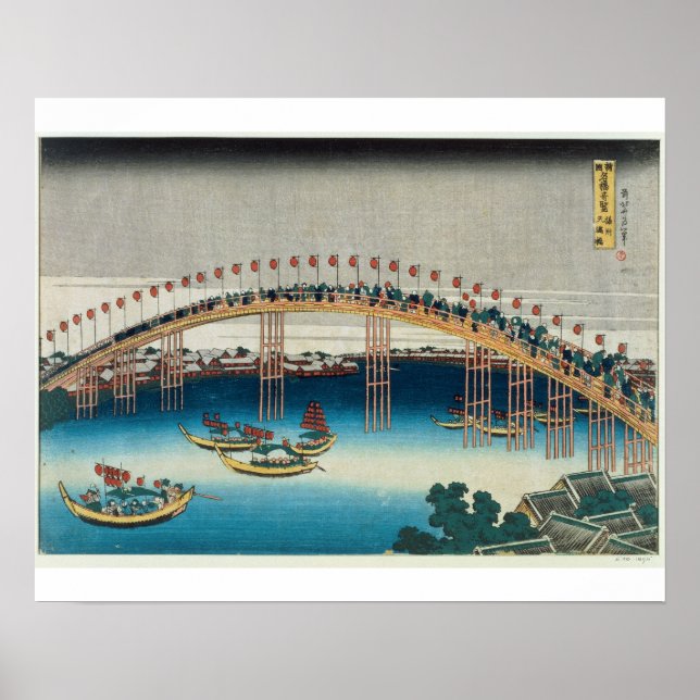 Póster Procession over a Bridge (colour woodblock print) (Frente)