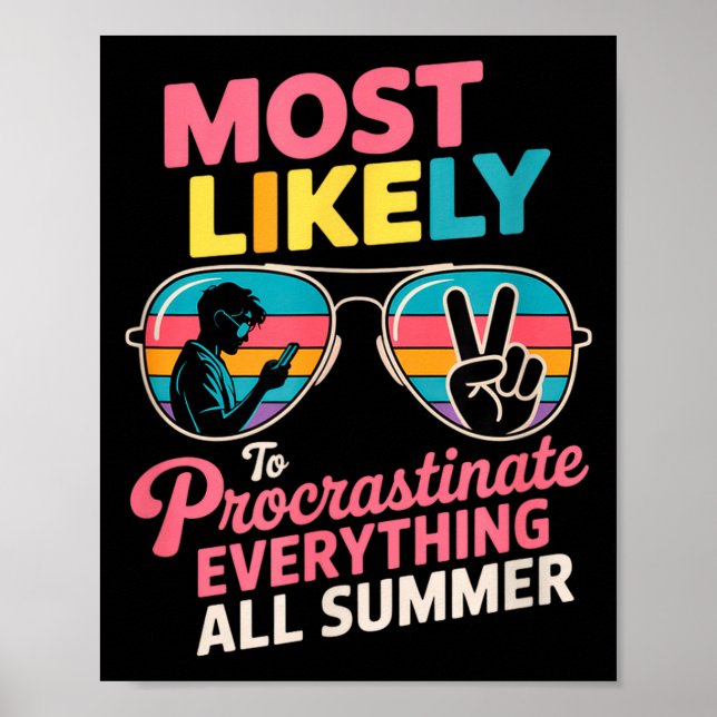 Póster Procrastinator Gift Funny Summer Quote Lazy Lifest (Frente)