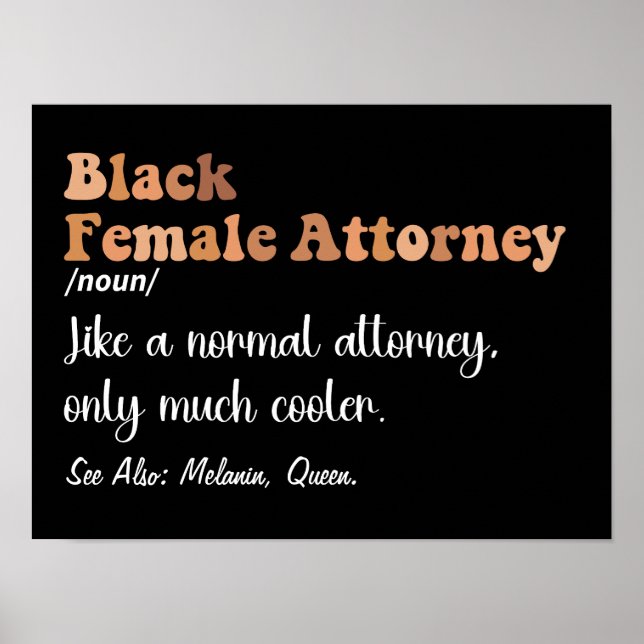 Póster Procuradora negra de divertida definición abogada (Frente)