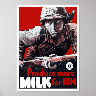 Póster Producir Más Leche Para Él — Segunda Guerra Mundia