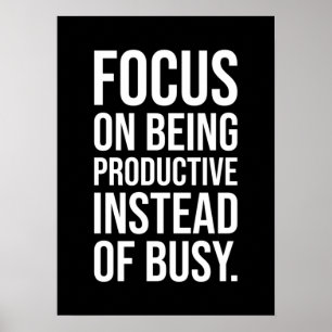 Póster Productive vs Busy - Hustle and Success Motivation