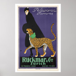 Póster Productos de piel Fourrures Zurich Suiza Vintage