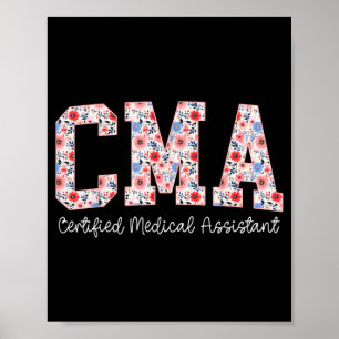 Póster Profesional sanitario certificado CMA Floral