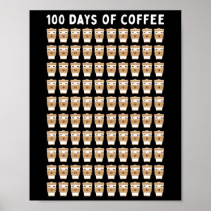 Póster Profesor 100 tazas de café 100 días de escuela