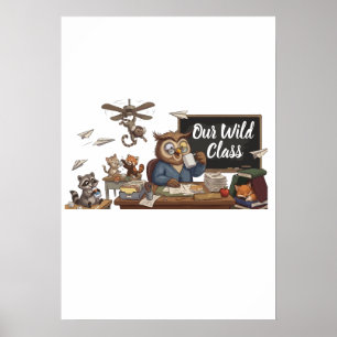 Póster Profesor Búho Divertido Caos - Animales Caprichoso