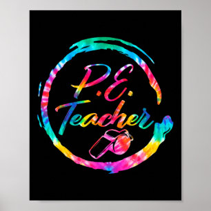 Póster Profesor de educación física Tie Dye Equipo Pe Byc