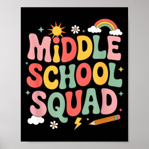 Póster Profesor de grupo de escuela intermedia enseñando 
